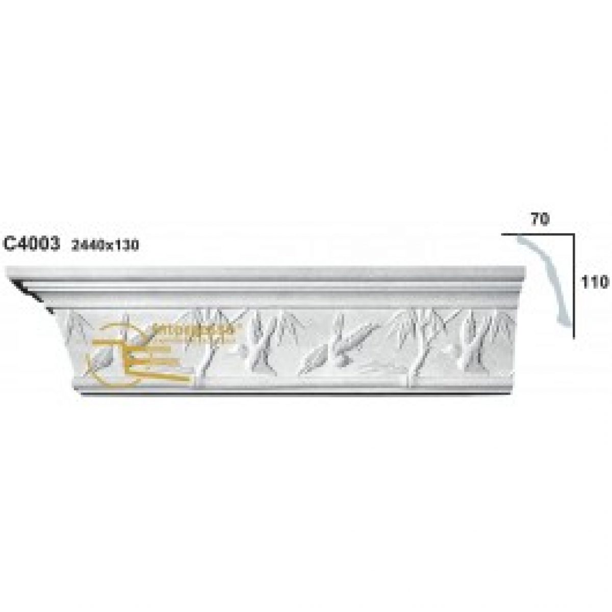 Cornice Moulding in Plaster C4003 (2440 x 130 mm)