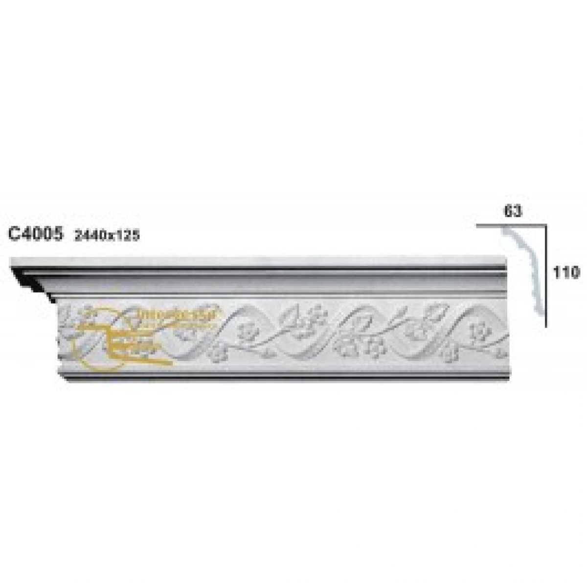 Cornice Moulding in Plaster C4005 (2440 x 125 mm)