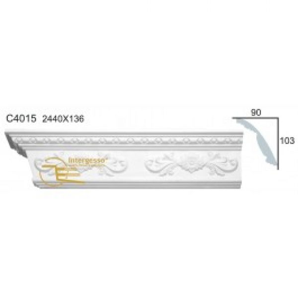 Cornice Moulding in Plaster C4015 (2440 x 136 mm)