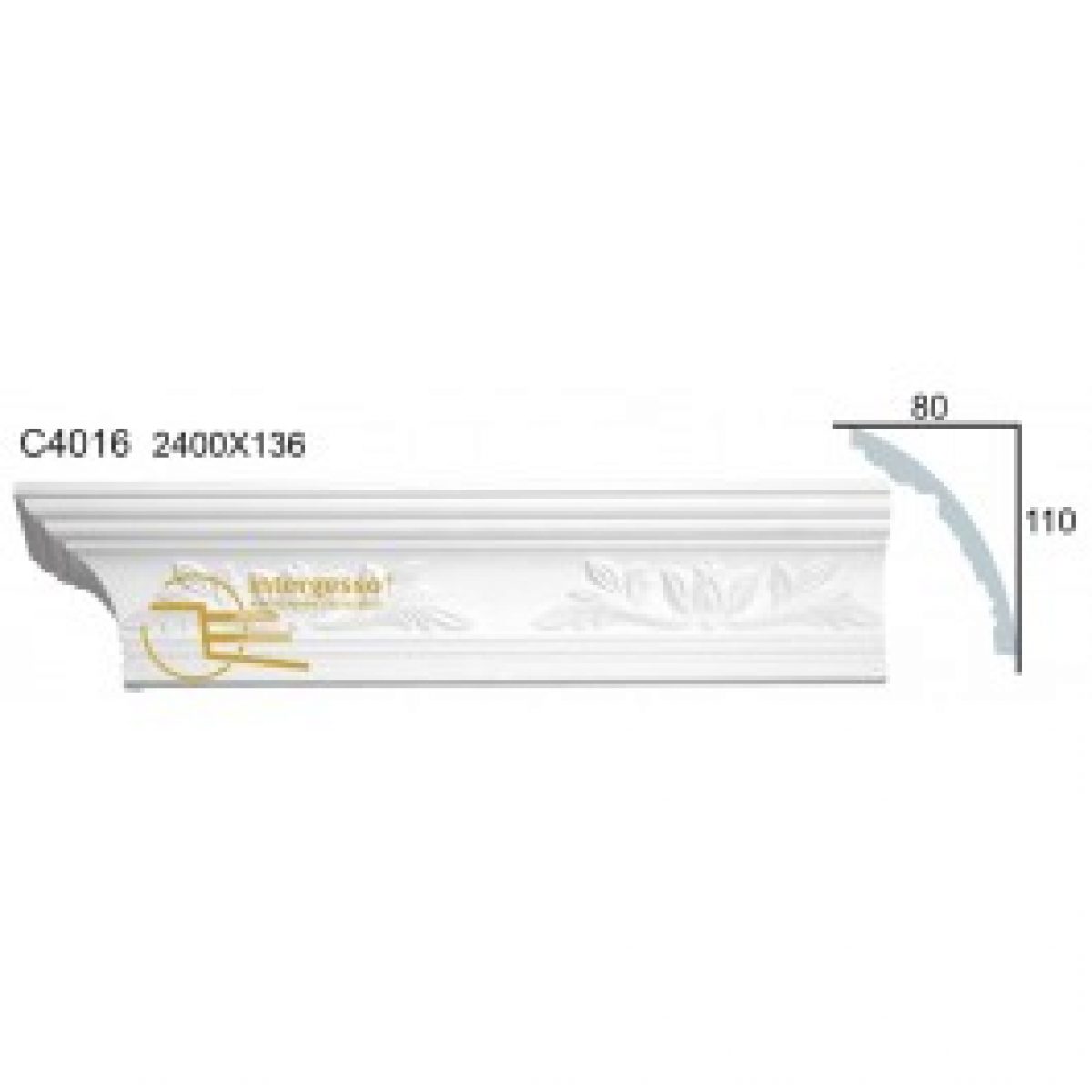 Cornice Moulding in Plaster C4016 (2400 x 136 mm)