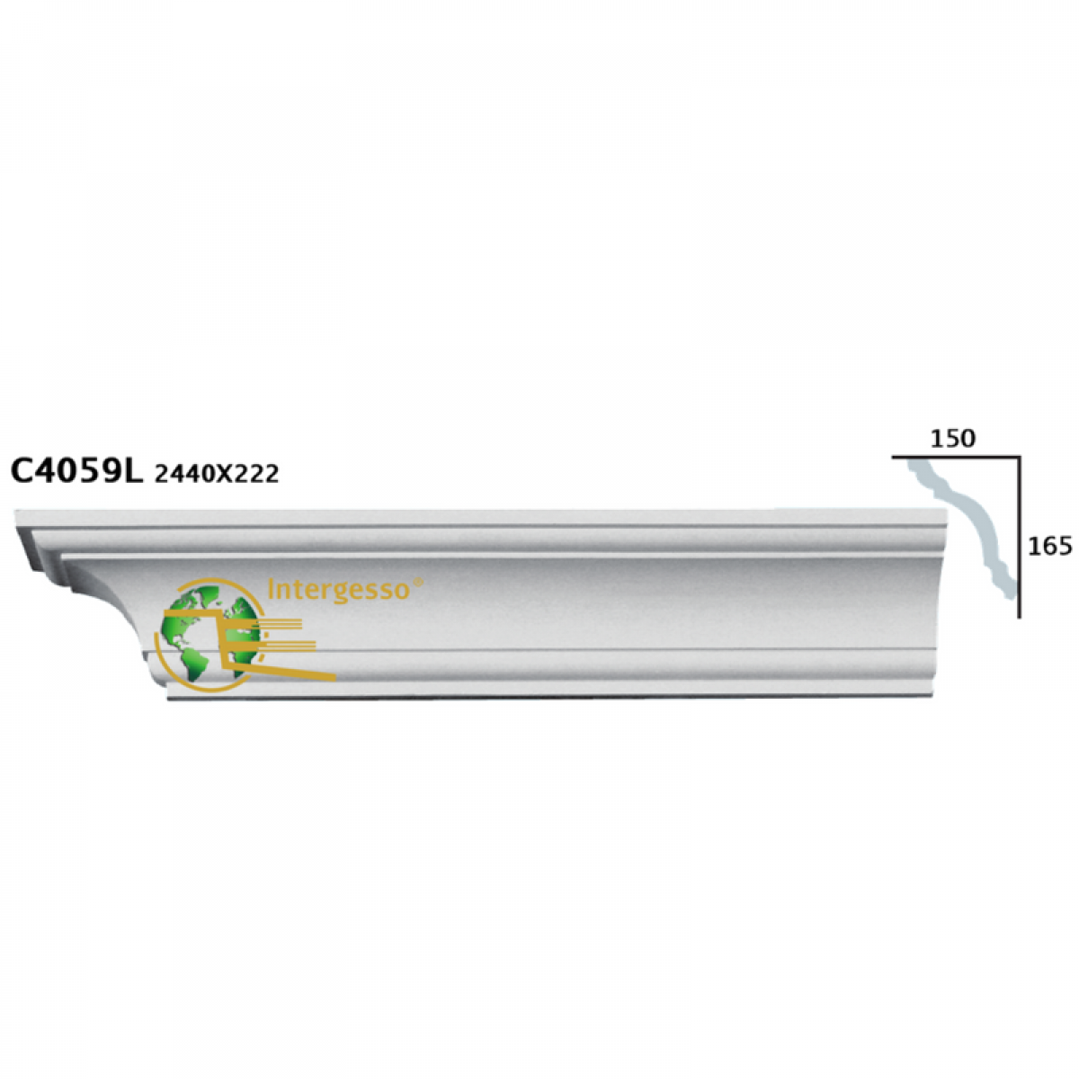 Cornice Moulding in Plaster C4059L (2440 x 222 mm)