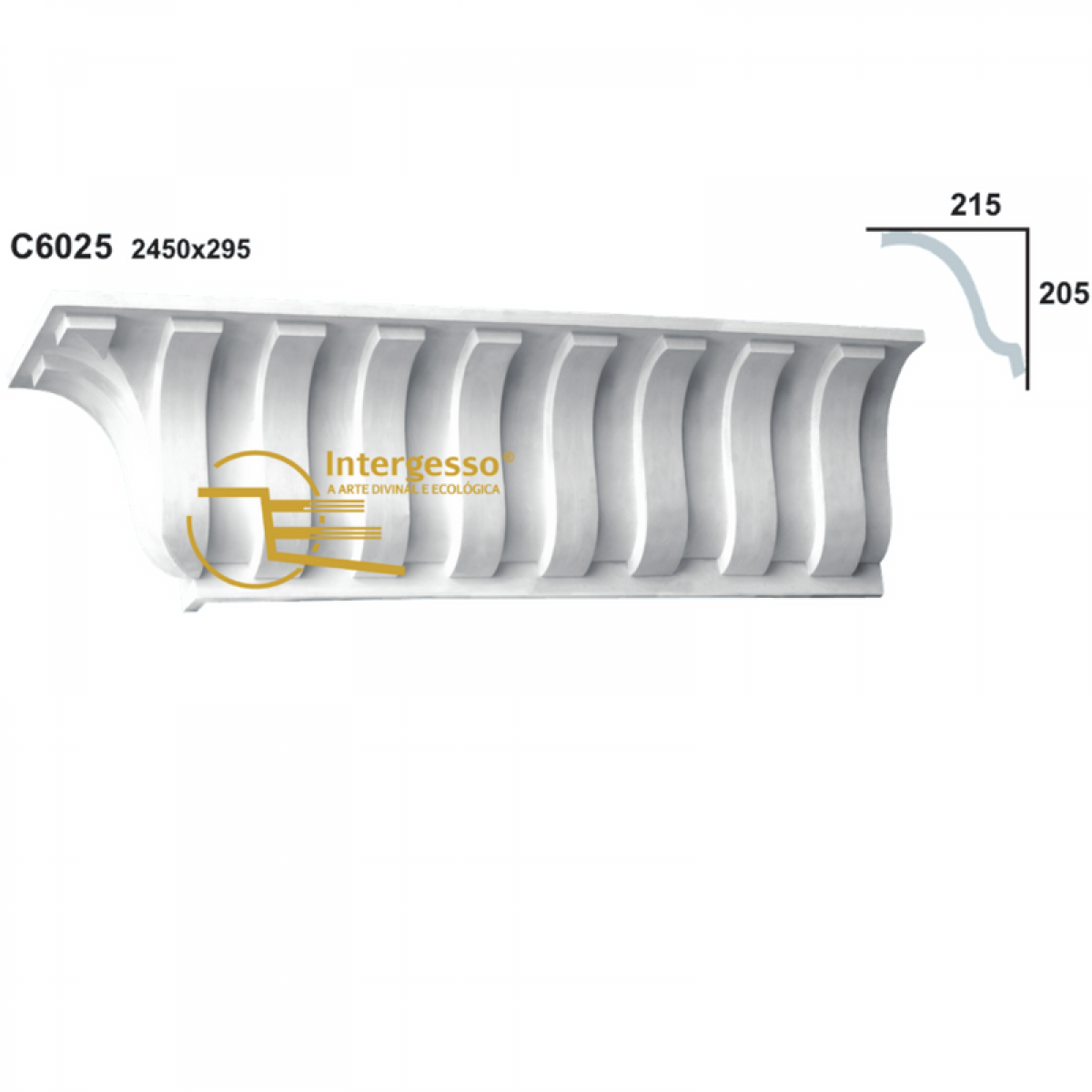 Cornice molding in plaster C6025S (2440 x 295 mm)