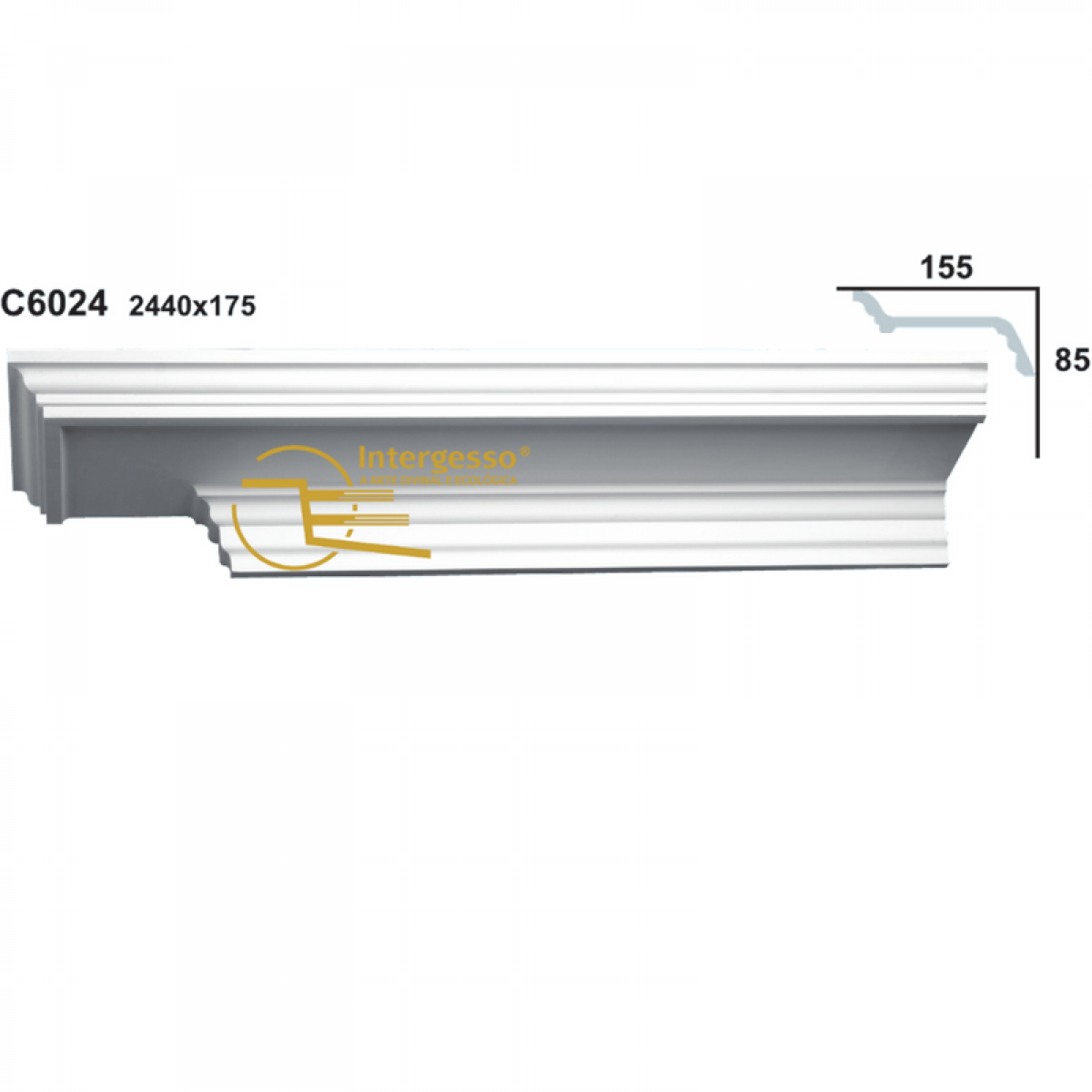 Cornice Moulding in Plaster C6024 (2440 x 175 mm)