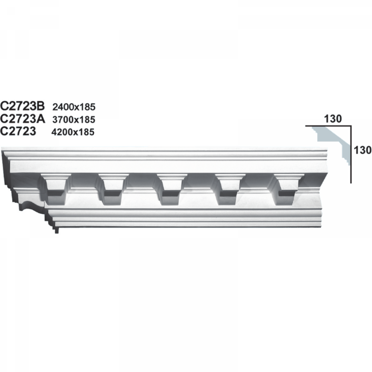 Cornice Moulding in Plaster C2723 (2400 x 185 mm)