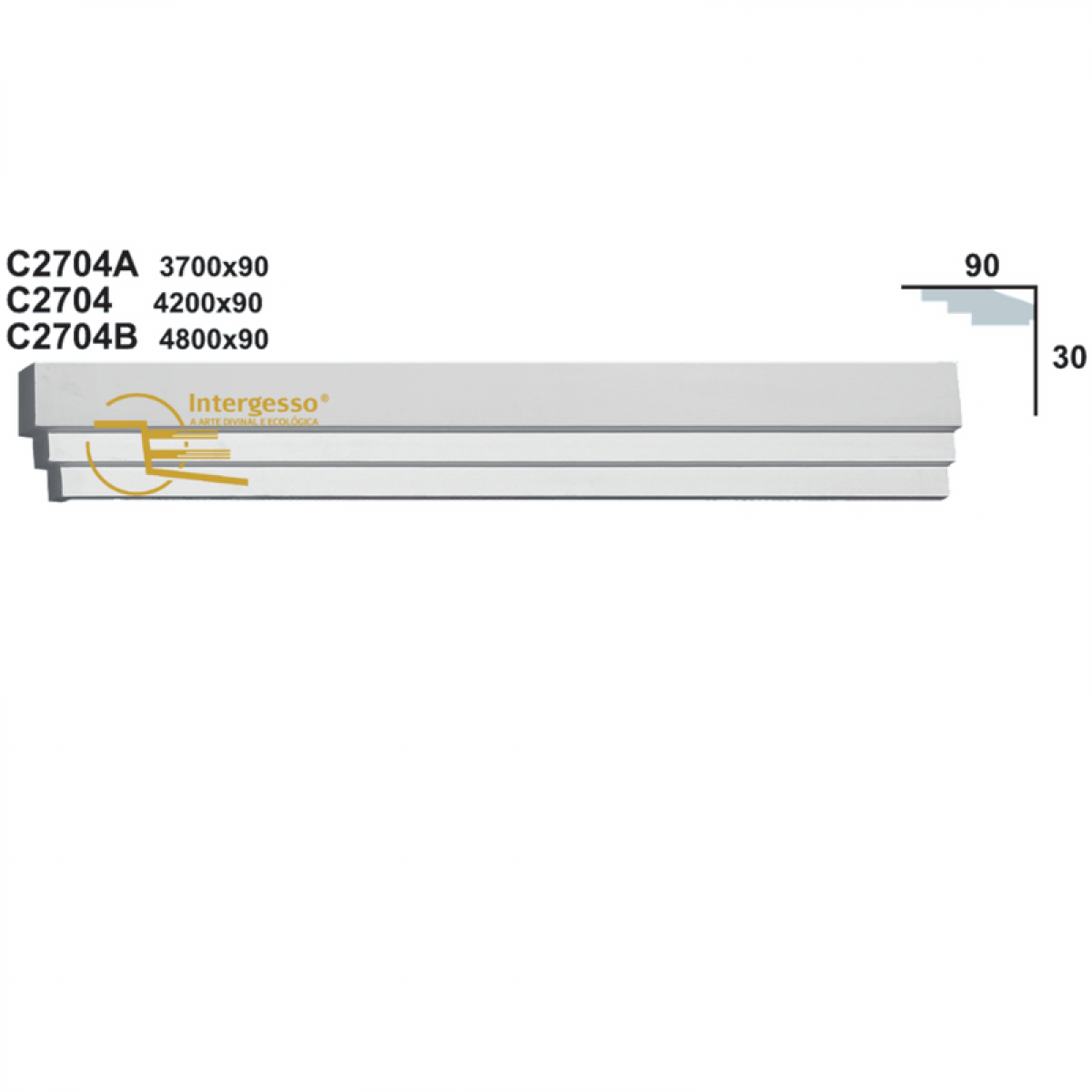 Cornice Moulding in Plaster C2704A (3700 x 90 mm)