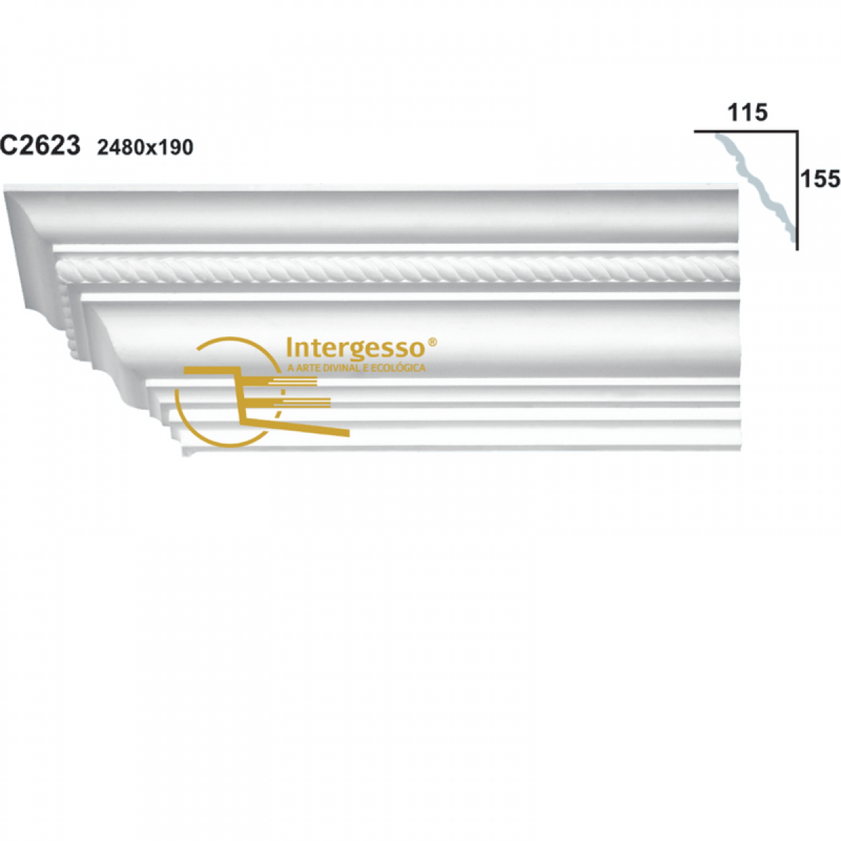Cornice Moulding in Plaster C2623 (2480 x 190 mm)