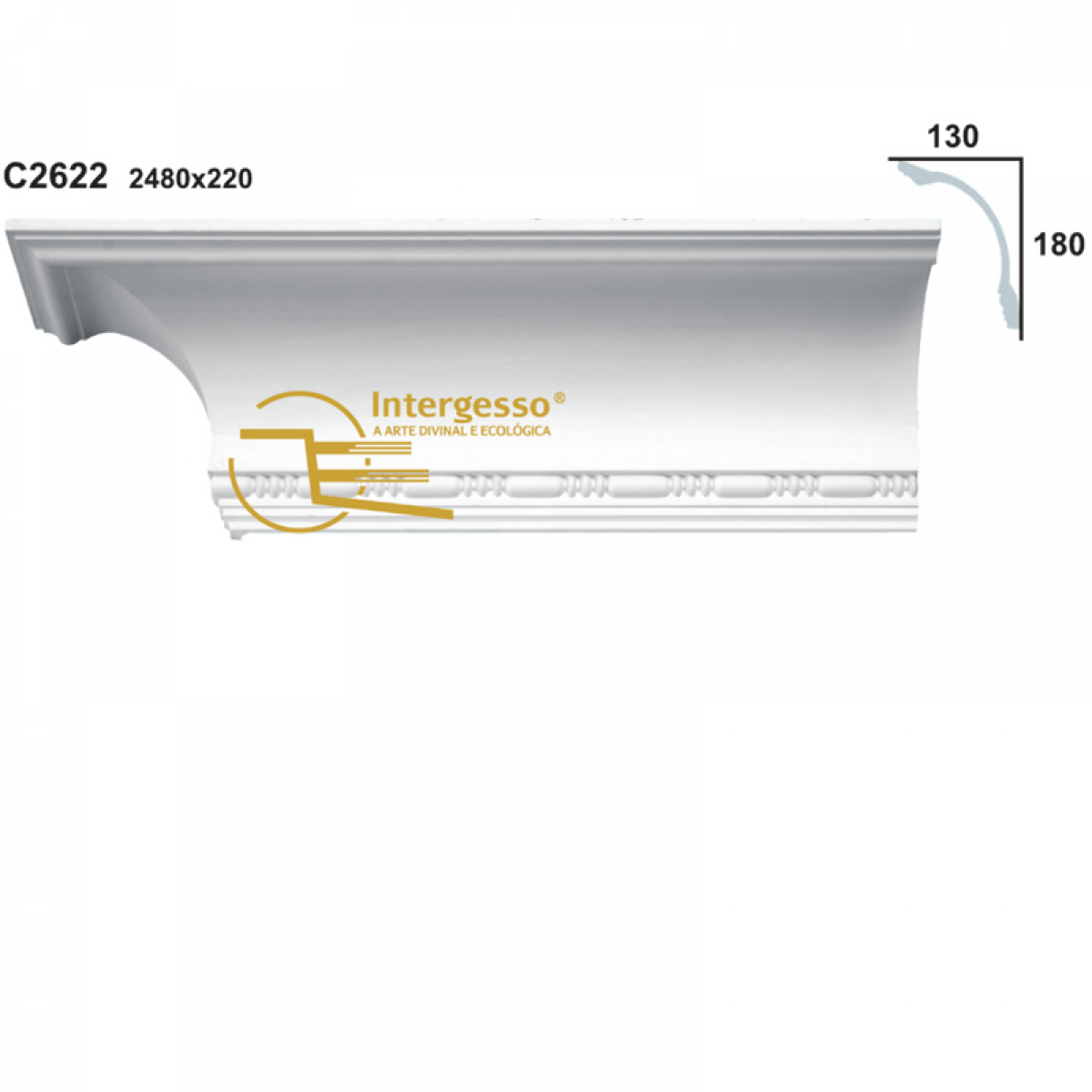 Cornice Moulding in Plaster C2622 (2480 x 220 mm)