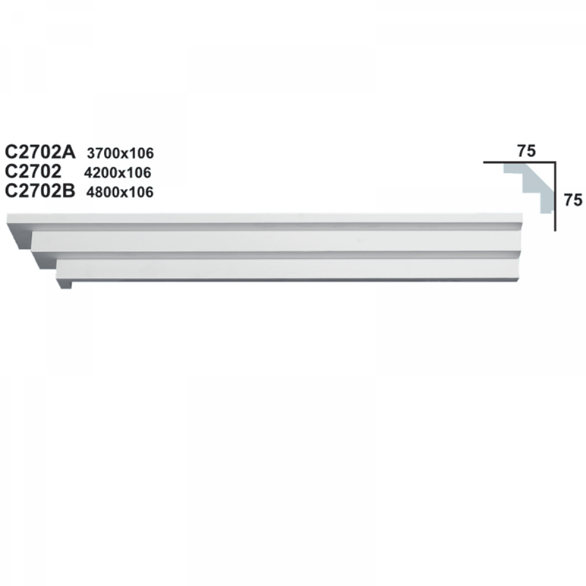 Cornice Moulding in Plaster C2702 (2440 x 106 mm)