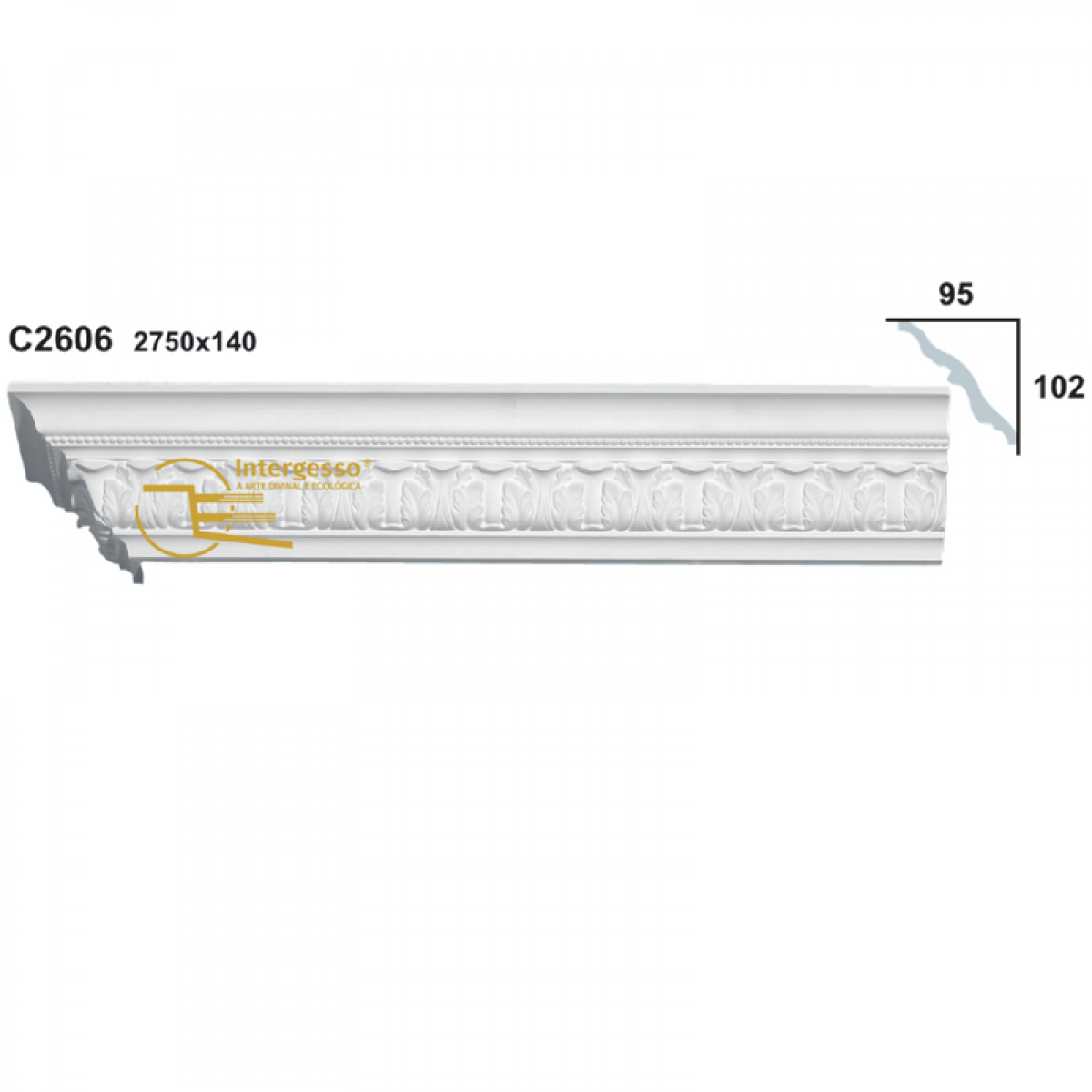 Cornice Moulding in Plaster C2606 (2750 x 140 mm)