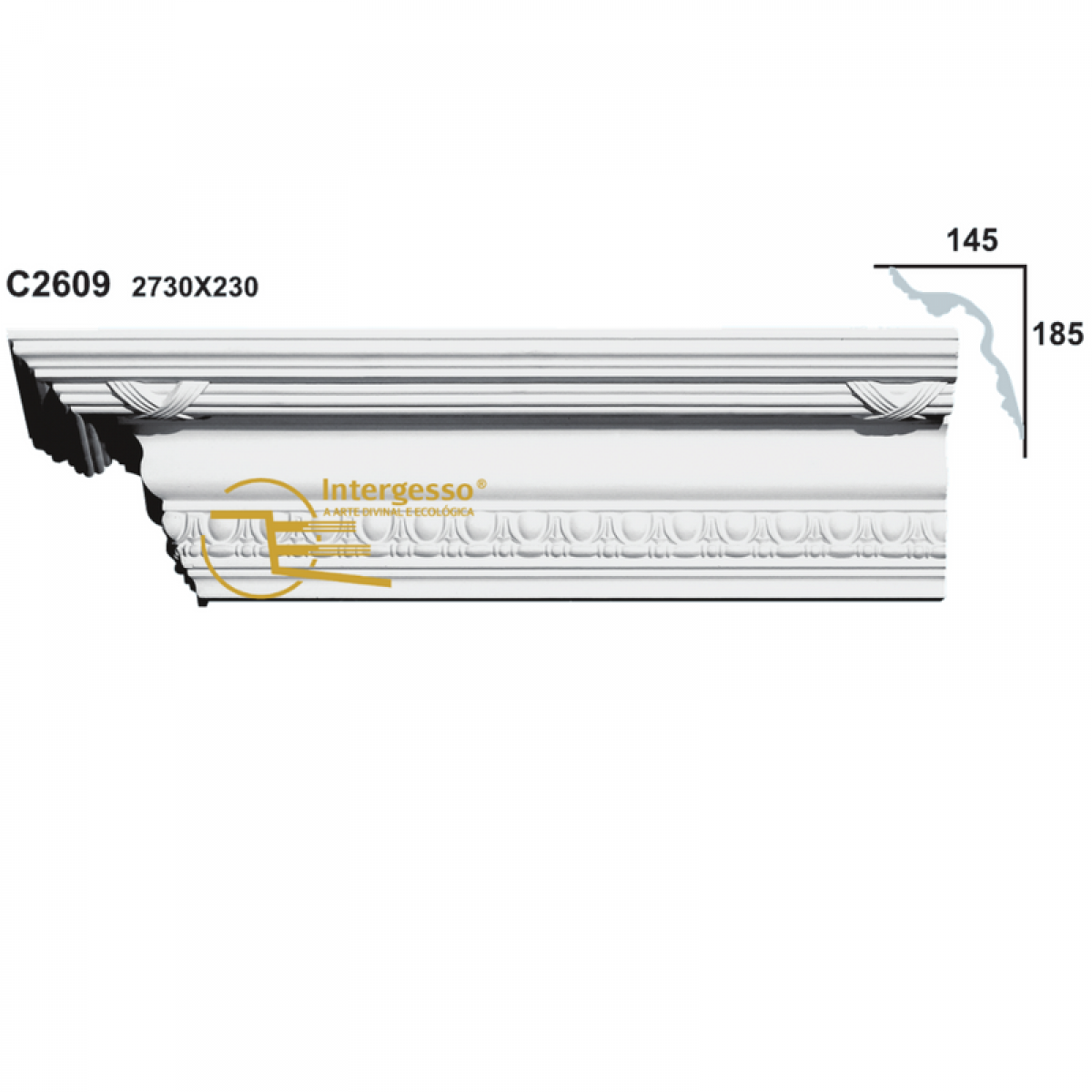 Cornice Moulding in Plaster C2609 (2730 x 230 mm)