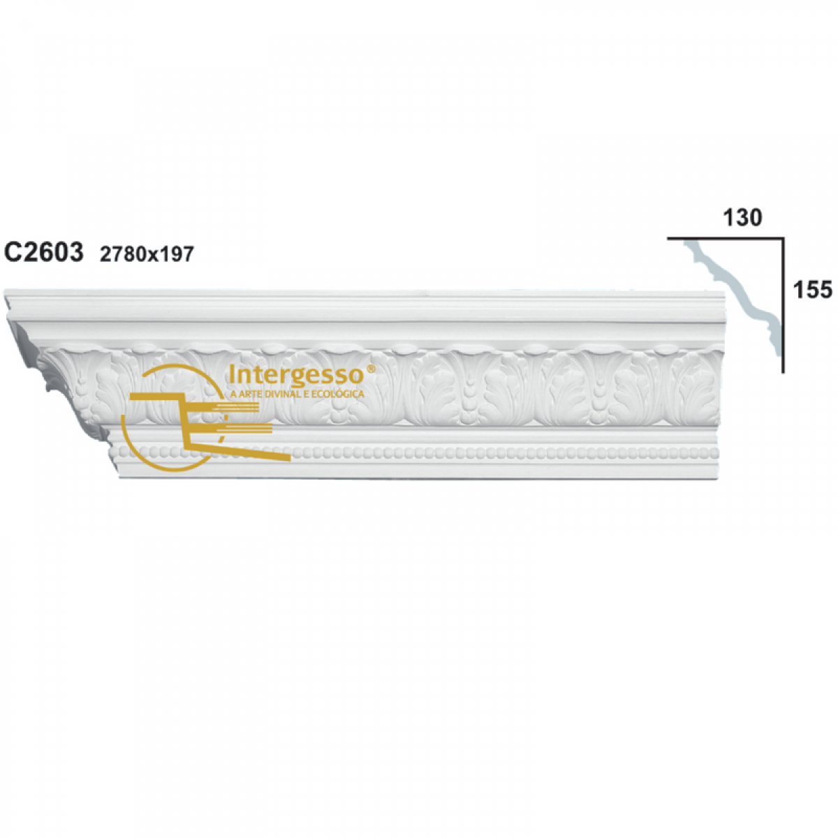 Cornice Moulding in Plaster C2603 (2780 x 197 mm)