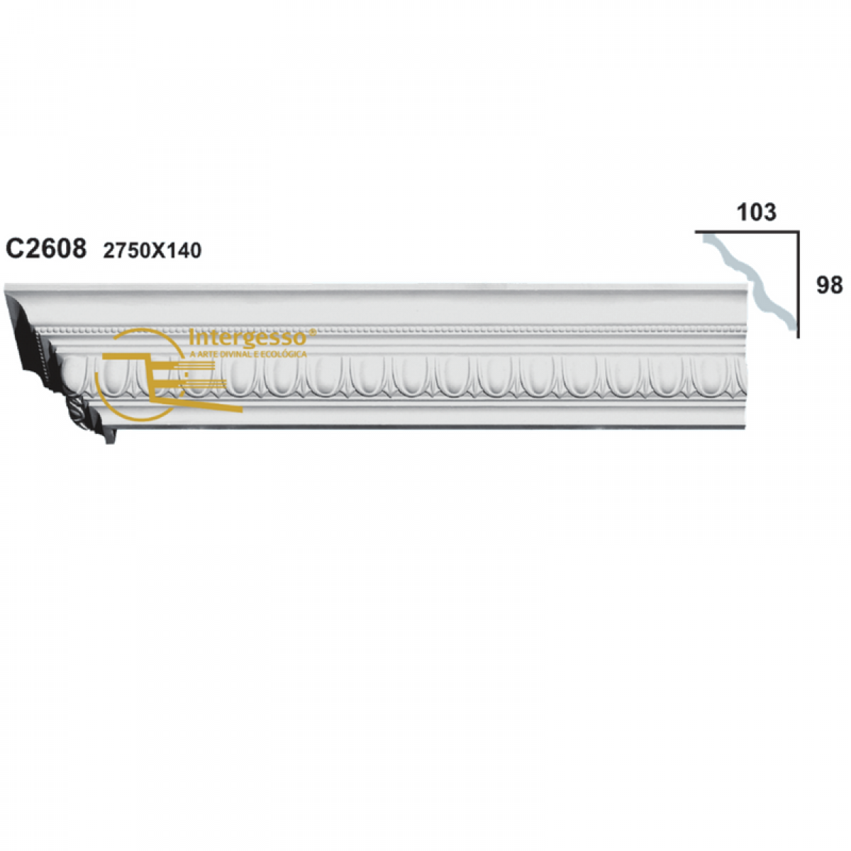Cornice Moulding in Plaster C2608 (2750 x 140 mm)