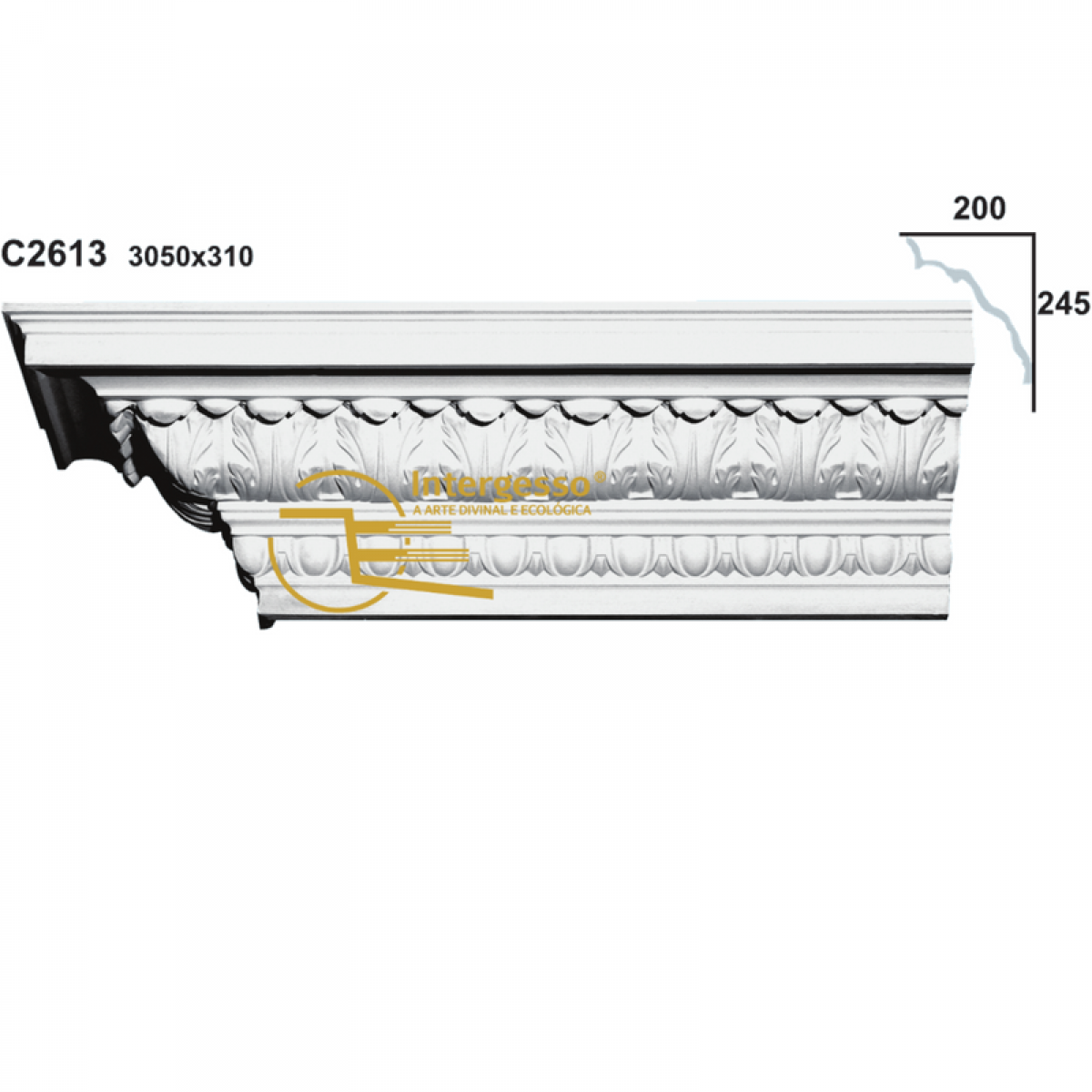Cornice Moulding in Plaster C2613 (2500 x 310 mm)