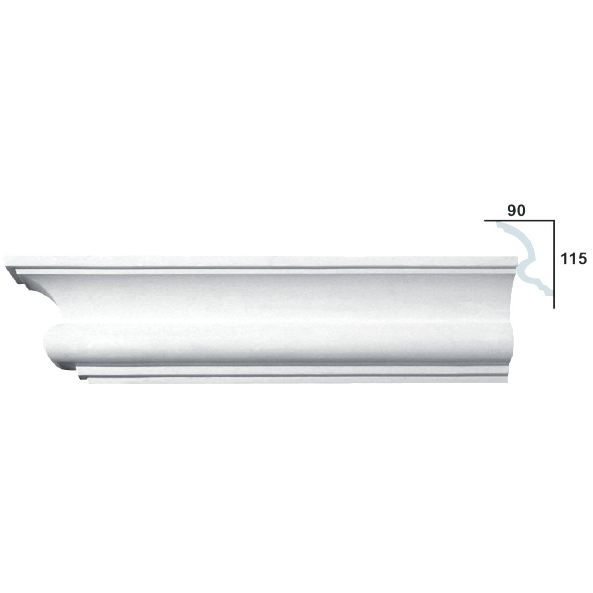 Cornice Moulding in Plaster C0016 (2440 x 145 mm)