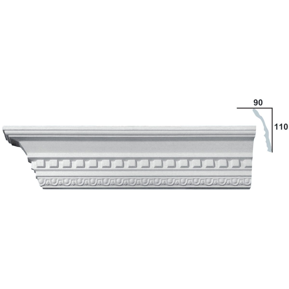 Cornice Moulding in Plaster C0044 (2440 x 135 mm)