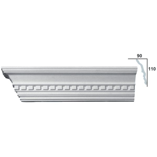 Cornice Moulding in Plaster C0045 (2440 x 135 mm)
