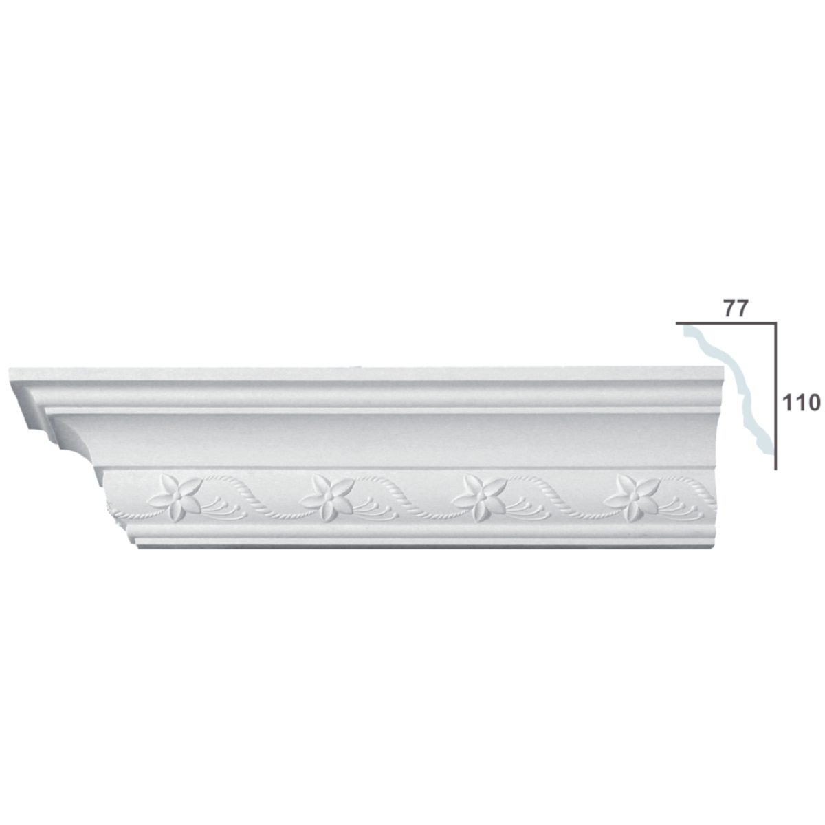 Cornice Moulding in Plaster C0072L (2440 x 135 mm)