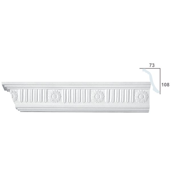 Cornice Moulding in Plaster C0073L (2440 x 130 mm)