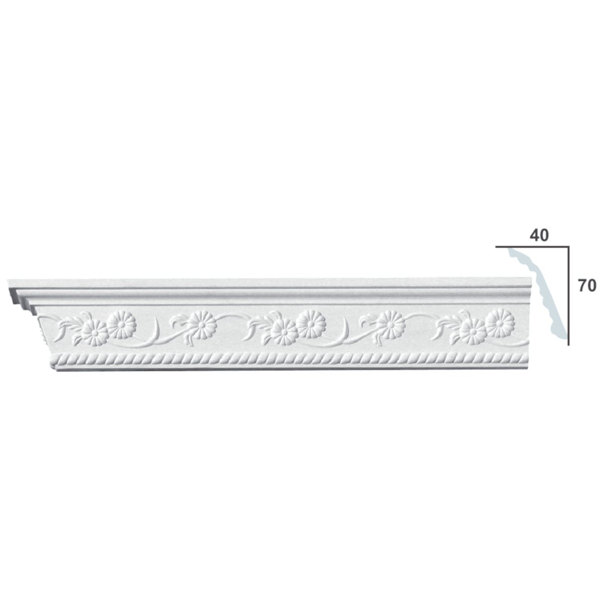 Cornice Moulding in Plaster C0086 (2440 x 83 mm)
