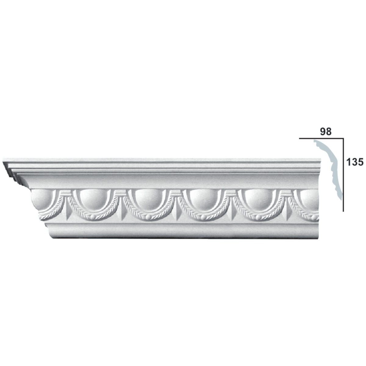 Cornice Moulding in Plaster C2023 (2440 x 167 mm)