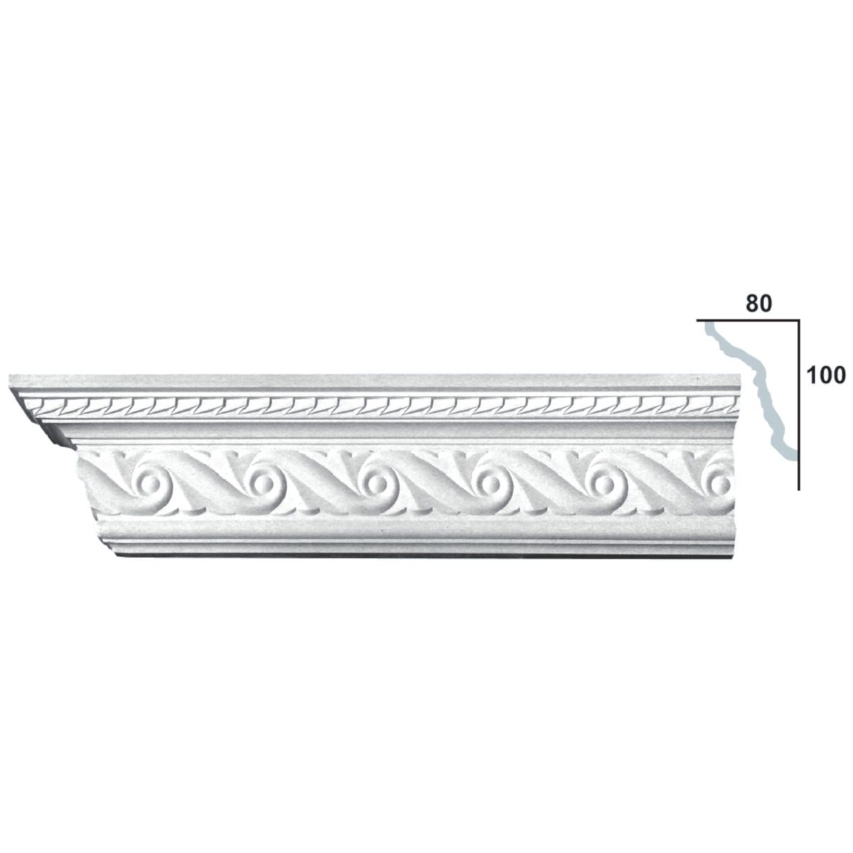 Cornice Moulding in Plaster C2050 (2440 x 128 mm)