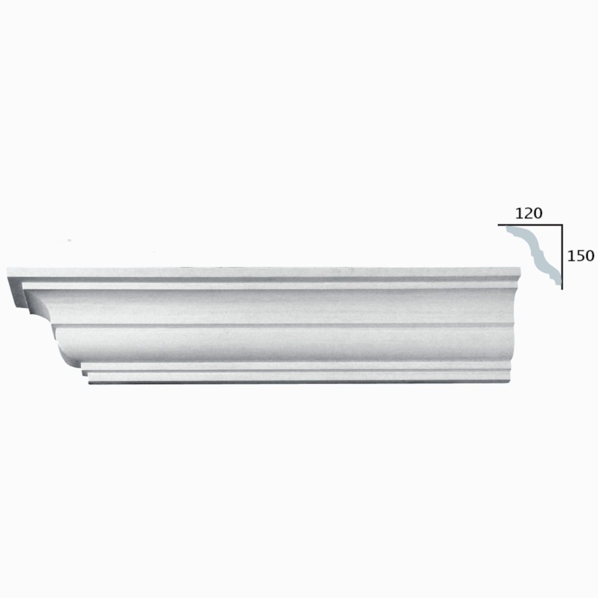 Cornice Moulding in Plaster C3077A (2440 x 170 mm)