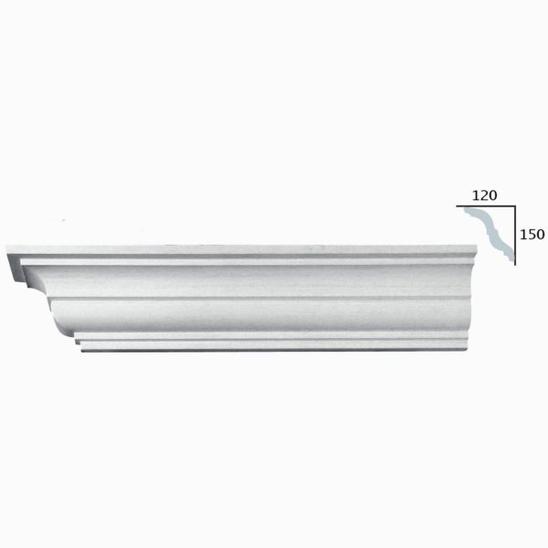 Cornice Moulding in Plaster C3077A (2440 x 170 mm)