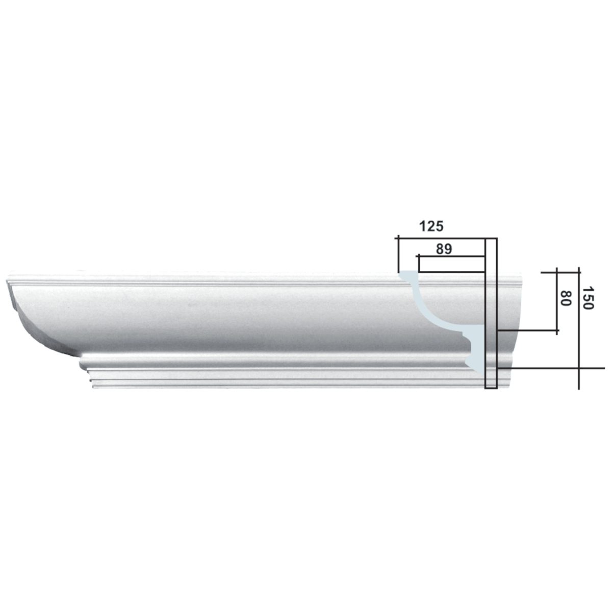 Moulding for Indirect Lighting in Plaster C6022 (2300 x 195 mm)