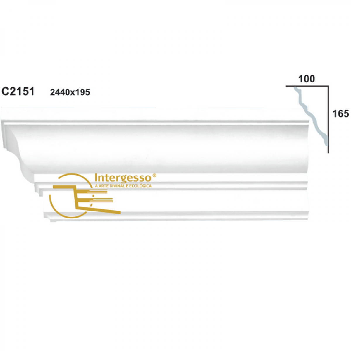 Cornice Moulding in Plaster C2151 (2440 x 195 mm)