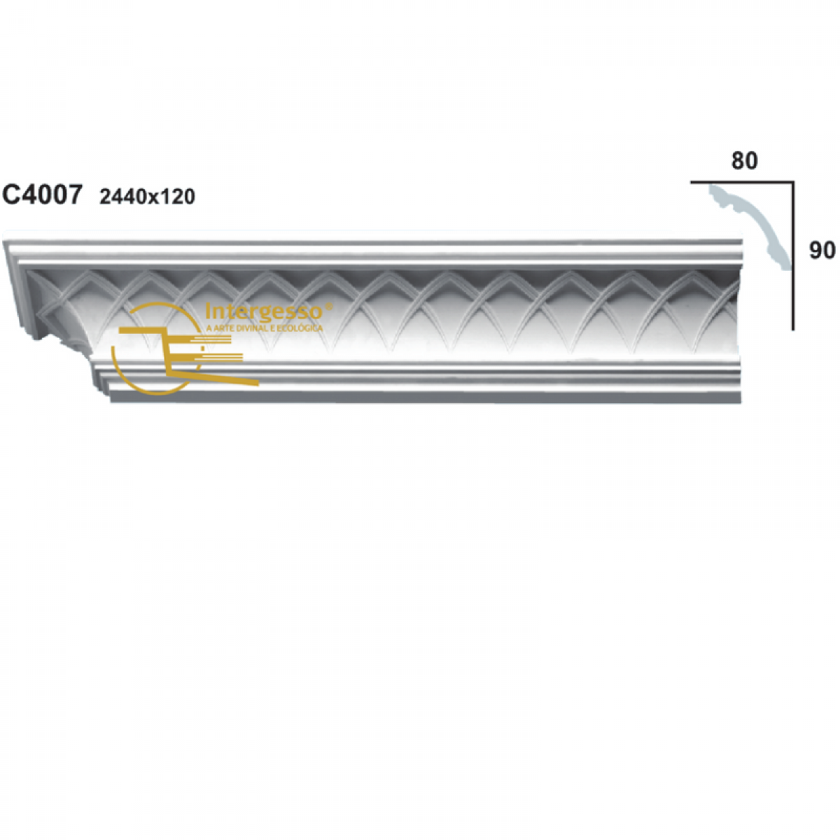 Cornice Moulding in Plaster C4007 (2440 x 120 mm)
