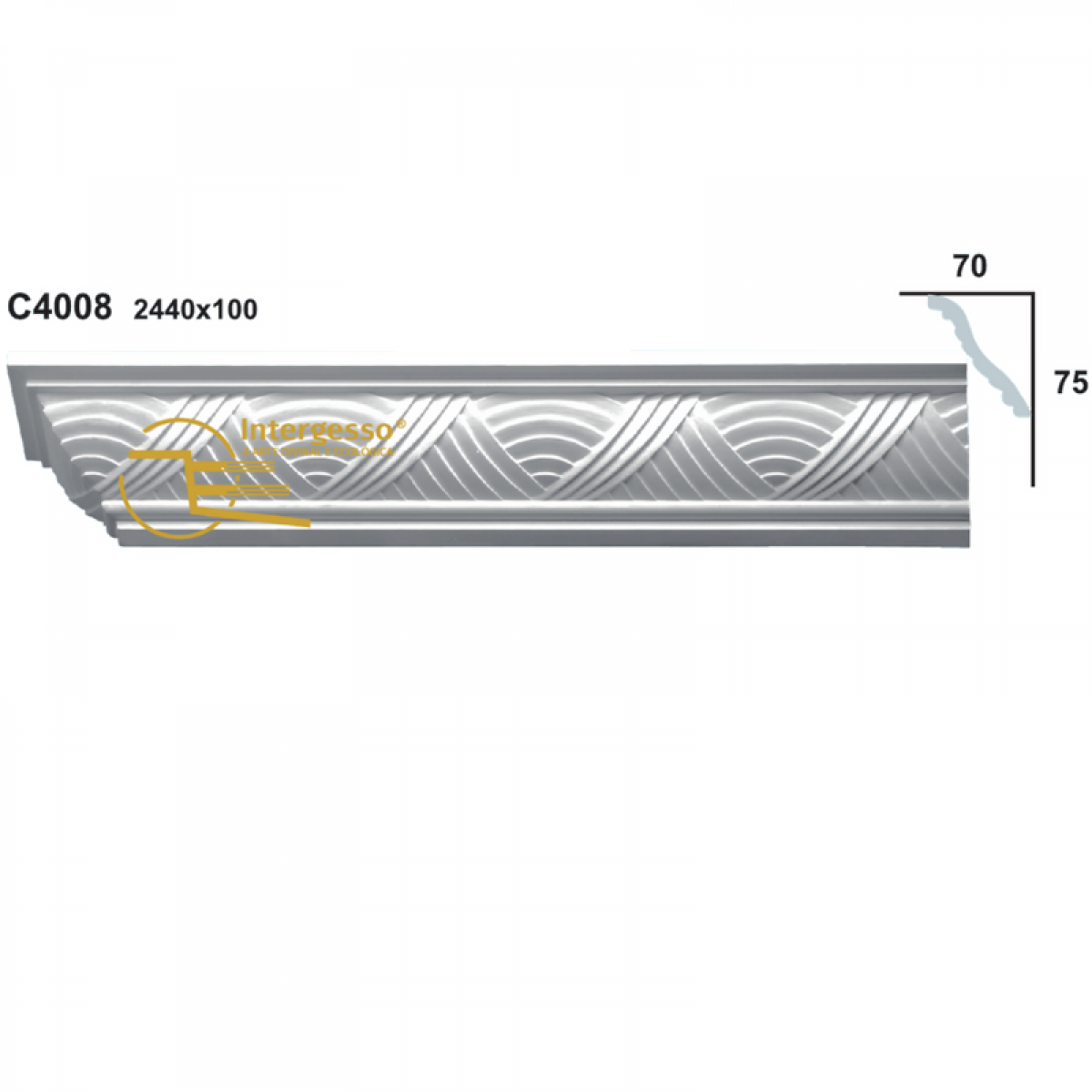 Cornice Moulding in Plaster C4008 (2440 x 100 mm)