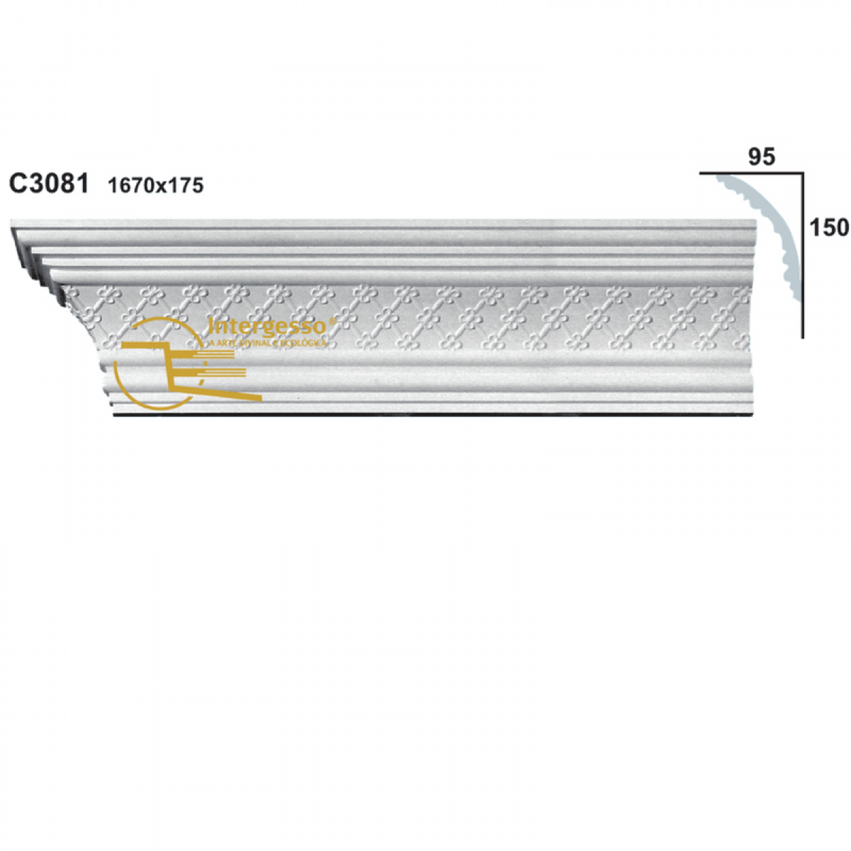 Cornice Moulding in Plaster C3081 (1670 x 175 mm)