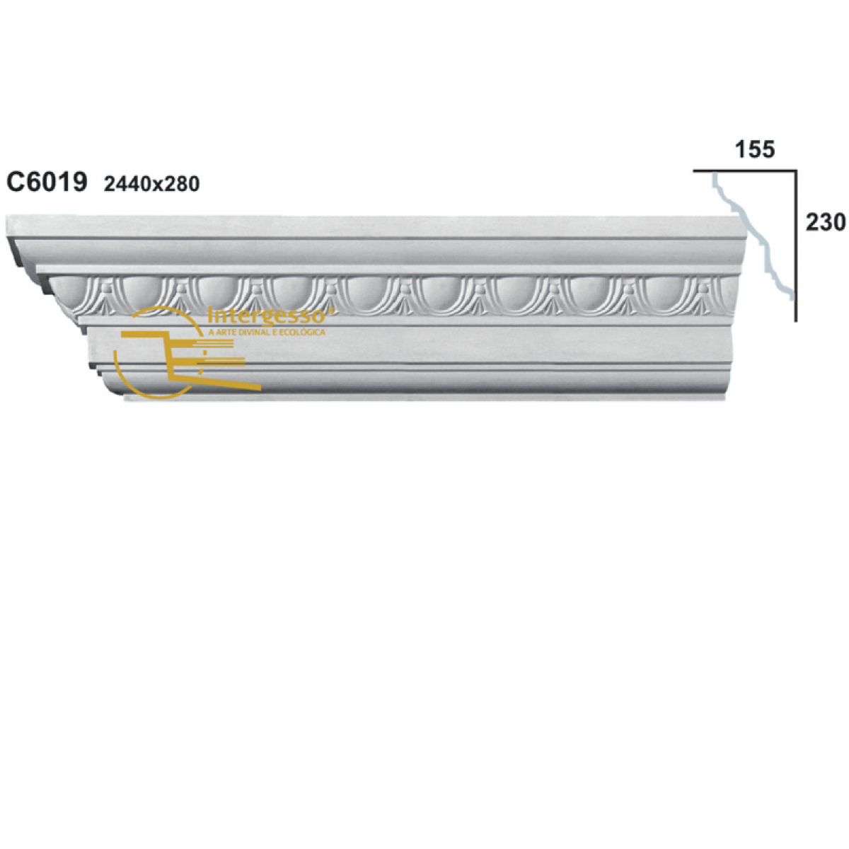 Cornice Moulding in Plaster C6019 (2440 x 280 mm)