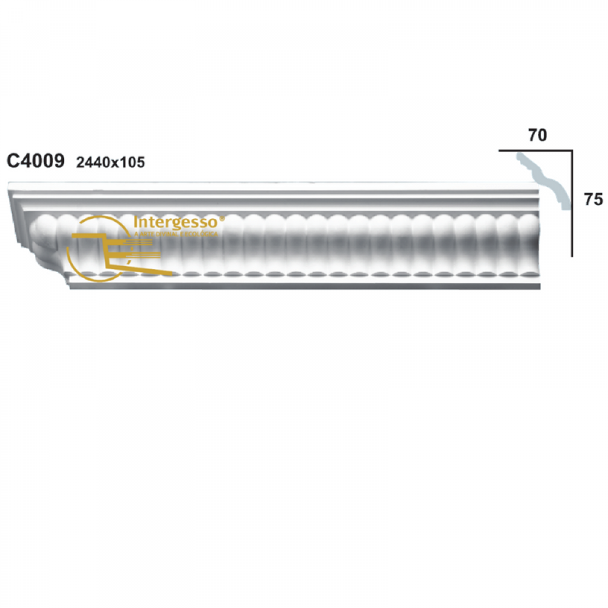 Cornice Moulding in Plaster C4009 (2440 x 105 mm)