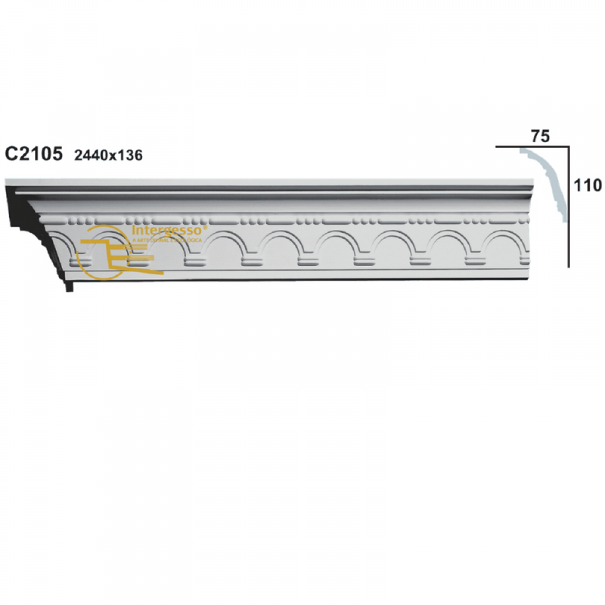 Cornice Moulding in Plaster C2105 (2440 x 136 mm)