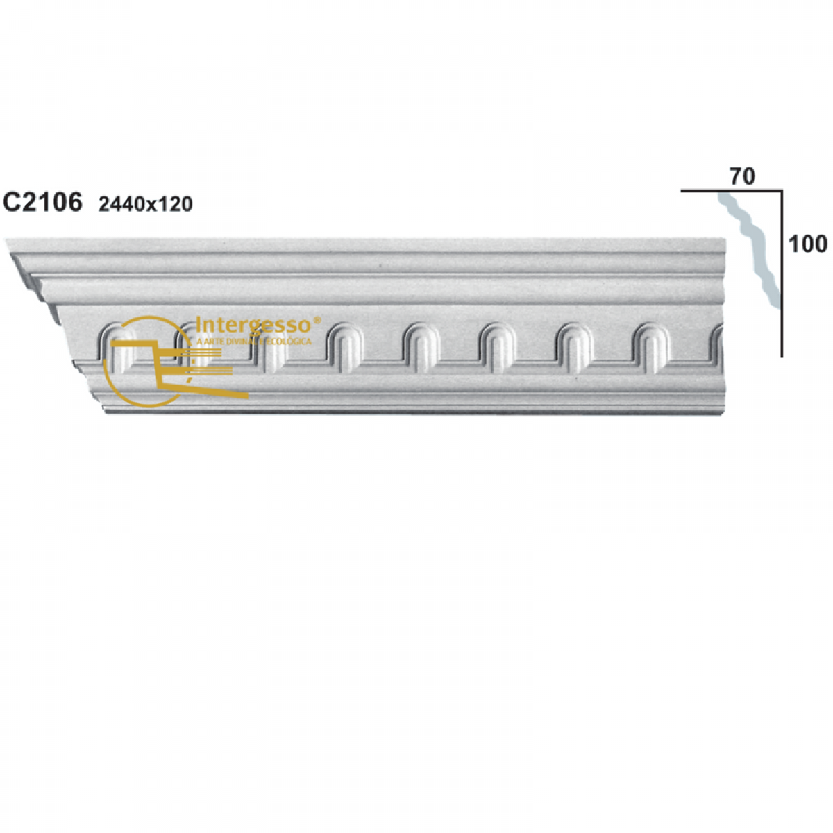 Cornice Moulding in Plaster C2106 (2440 x 120 mm)
