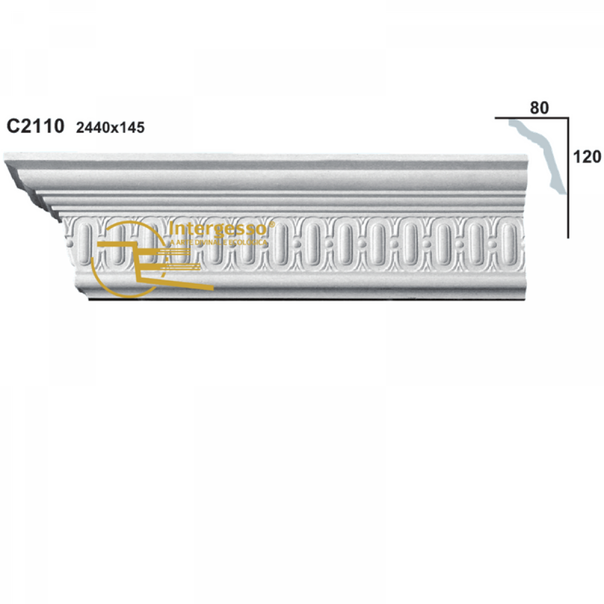 Cornice Moulding in Plaster C2110 (2440 x 145 mm)