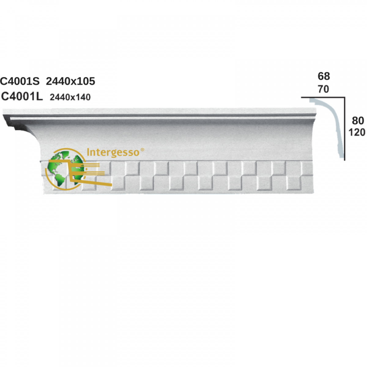 Sanca em Gesso C4001S (2465 x 103 mm)
