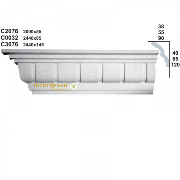 Cornice Moulding in Plaster C3076 (2440 x 145 mm)