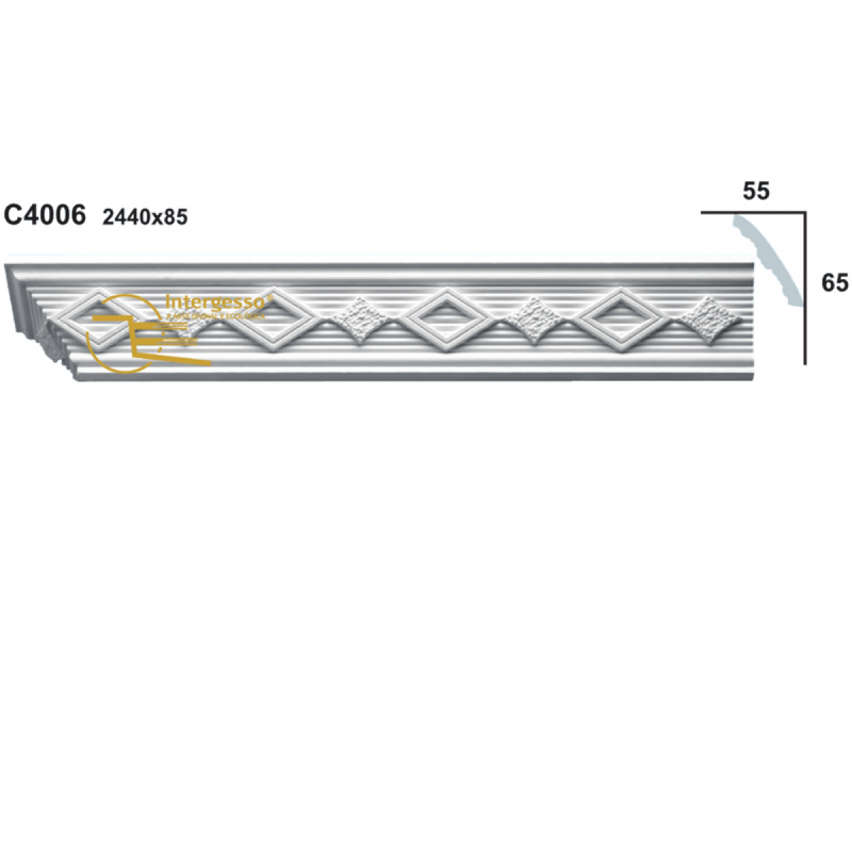 Cornice Moulding in Plaster C4006 (2440 x 85 mm)