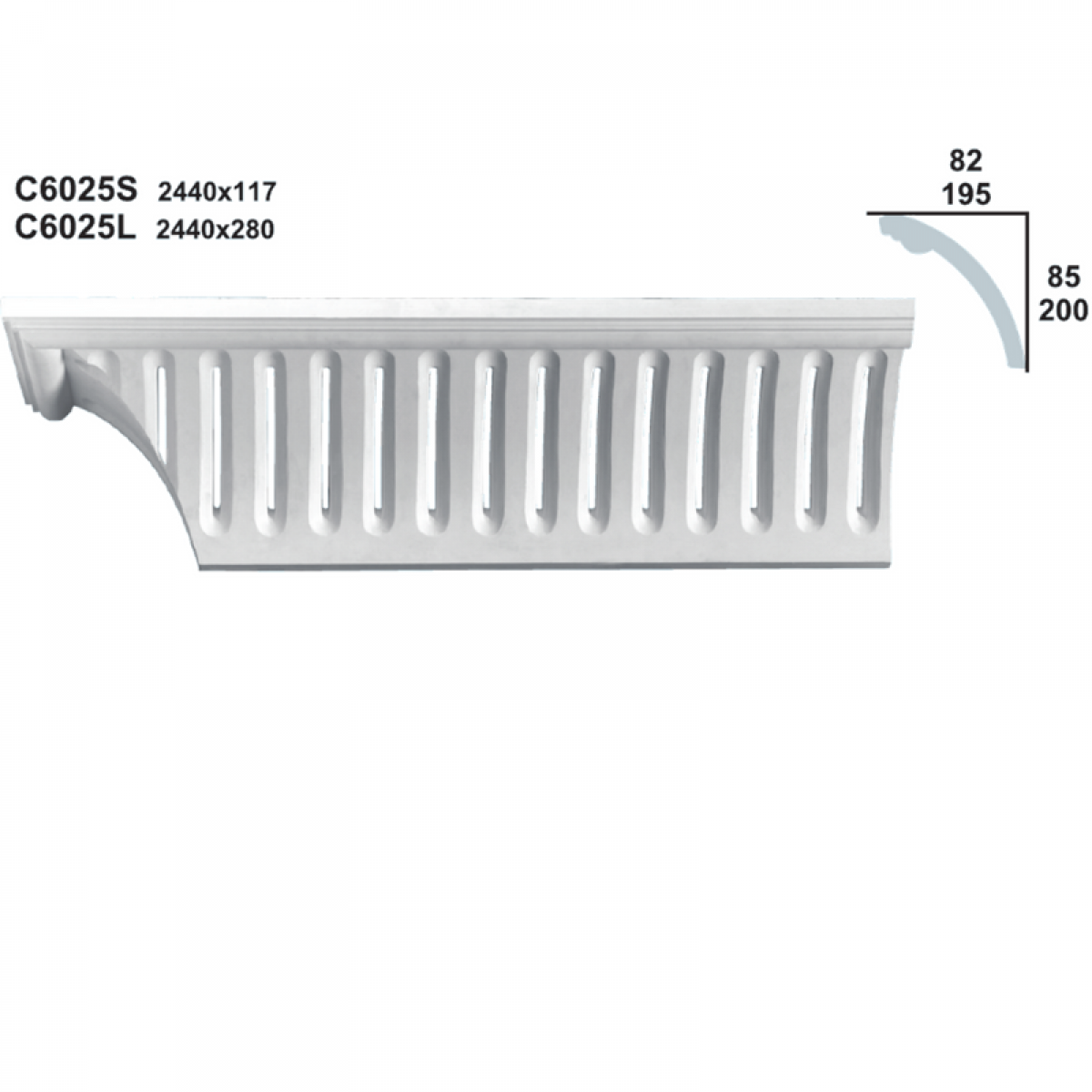 Sanca em Gesso C6025L (2440 x 280 mm)