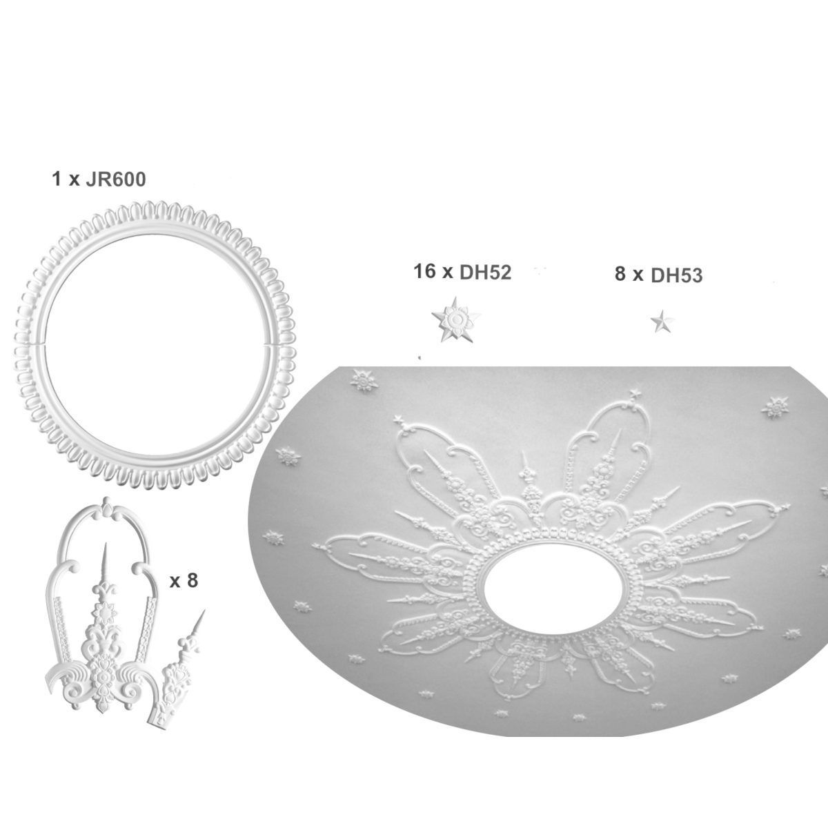 Ceiling Centre in Plaster R2002 (2000 x 600 mm)