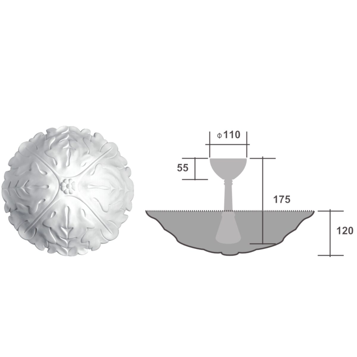 Ceiling Centre in Plaster R37 (435 mm)