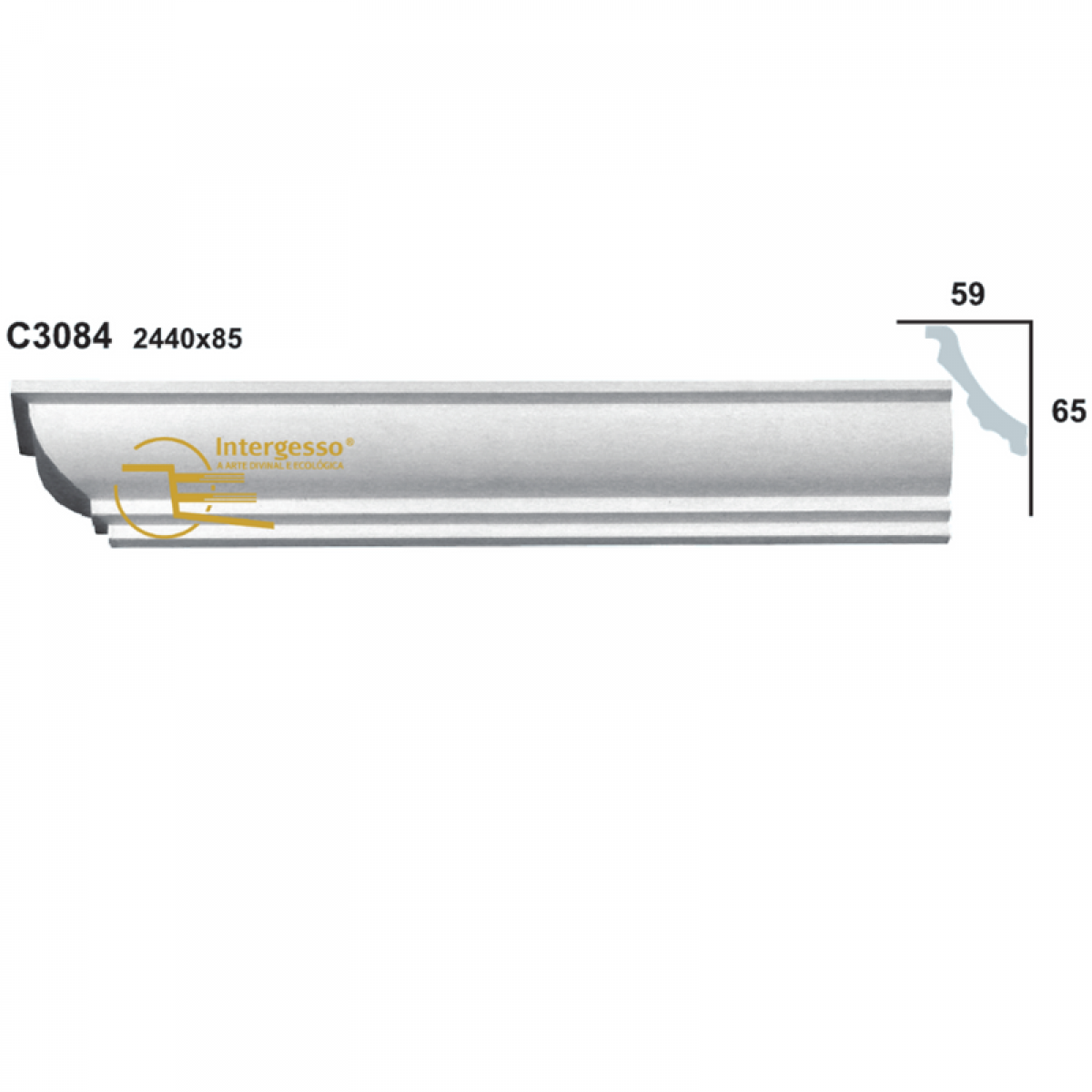 Cornice Moulding in Plaster C3084 (2440 x 85 mm)