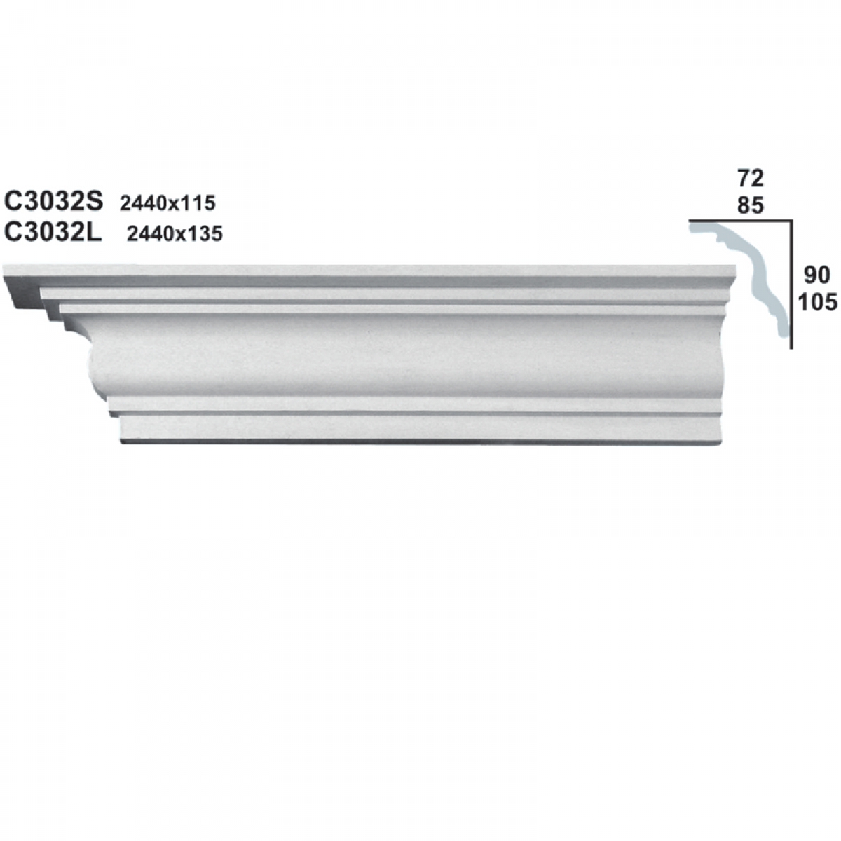 Sanca em Gesso C3032S (2440 x 115 mm)