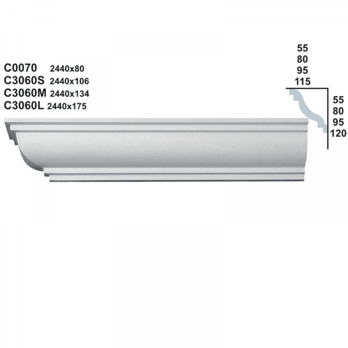 Sanca em Gesso C3060S (2440 x 106 mm)