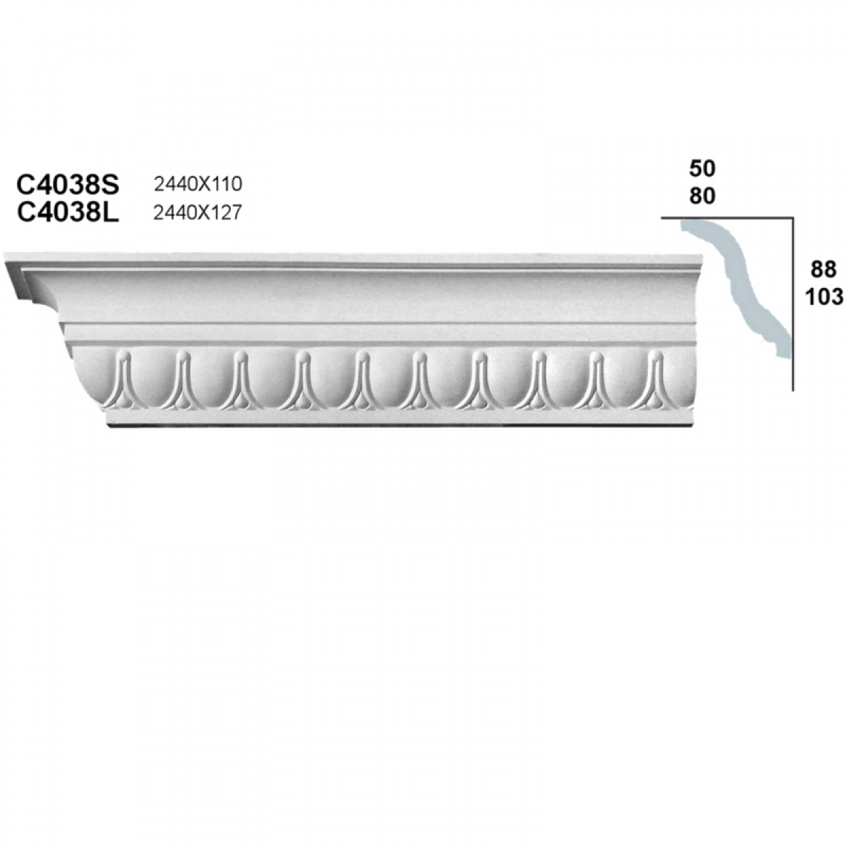 Sanca em Gesso C4038S (2440 x 110 mm)