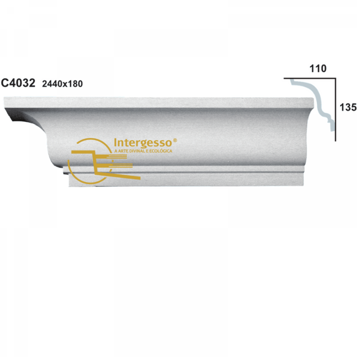Cornice Moulding in Plaster C4032 (2440 x 180 mm)