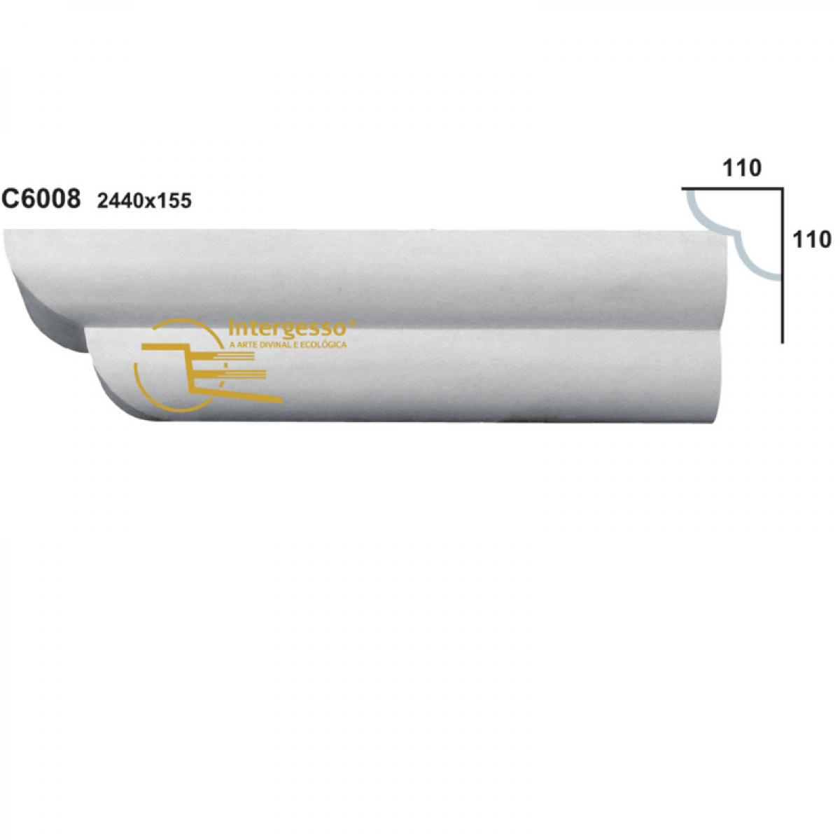 Cornice Moulding in Plaster C6008 (2440 x 155 mm)