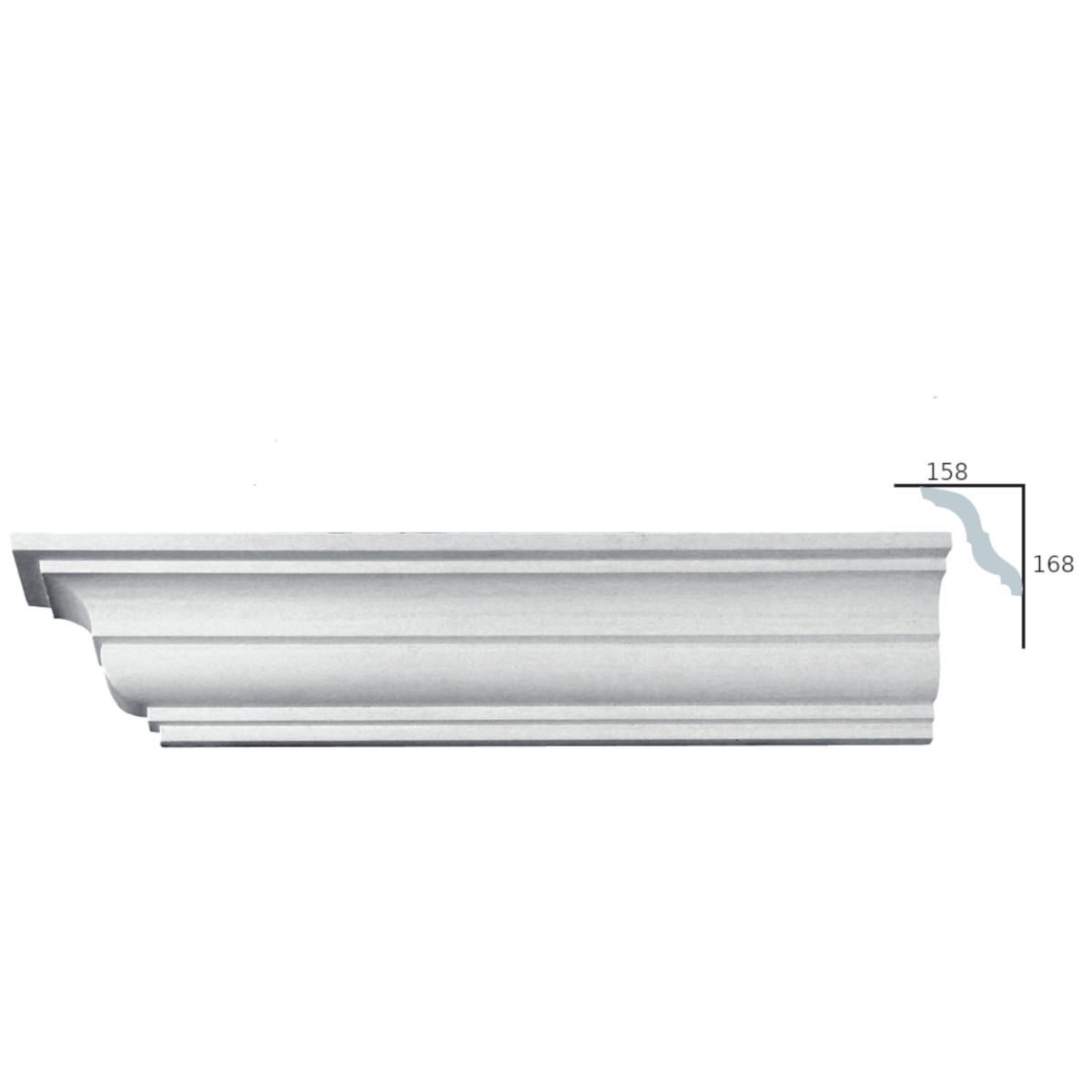 Cornice Moulding in Plaster C3077C (2440 x 168 x 158 mm)
